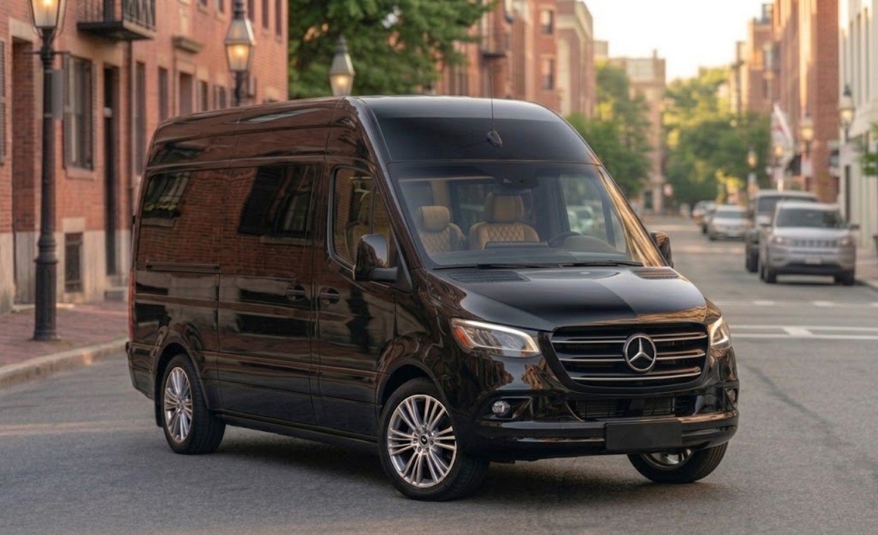 Black Mercedes-Benz Sprinter executive van